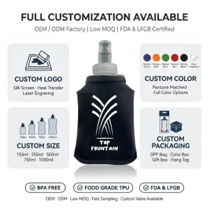 Factory 150ml 250ml Eco Friendly 500ml BPA Free Soft Flask TPU Collapsible Hydration Bladder for Outdoor Running Gym Hiking