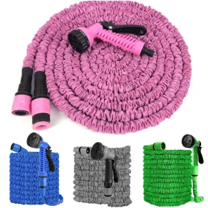 Factory Custom 3 Times Extension Latex Water Pipe Hose Durable Magic Expandable Garden Hose with Spray Gun Set
