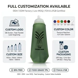 Factory Custom Eco-Friendly BPA-Free TPU 500ml Soft Flask Water Bottle for Outdoor Use Sustainable Drinkware