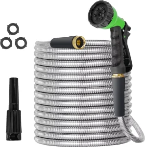 Factory Direct Durable And Super Tough Metal Stainless Steel Garden Hose Flexible And Not Easy Knotted With 10 Function Nozzle