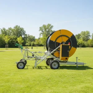 Factory Direct JP75 Series Agricultural Hose Reel Irrigation System in a Field
