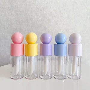 Factory Direct Multicolors 4ml Round Top Big Applicator Lip Gloss Tubes Empty Plastic Unique Custom Lipgloss Tubes