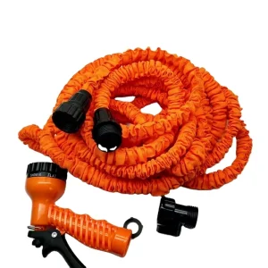 Factory Direct Supply Expandable Garden Water Hose 3/4″ Female & Male Thread ABS Connector with Valve 7 Nozzle Water Gun