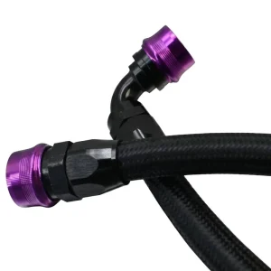 Factory Nylon Braided CPE Rubber Hose Assembly with Purple Anodized Aluminum Quick Disconnect Fittings AN4 AN6 AN8 AN10
