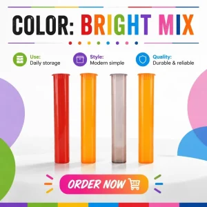 Factory Pop Top Plastic Tube Child Resistant Squeeze Tube Airtight Smell Proof Packaging Plastic Pop Tubes Custom Logo