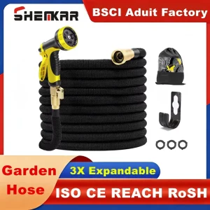 Factory Price Magic Black Telescopic 3 Times Expanding Expandable Garden Water Hose with Fittings