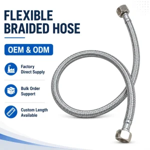 Factory Supply F3/8 X F3/8 201 Stainless Steel Braided Hose 11mm EPDM Flexible Water Supply Connector