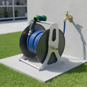 Factory Supply Garden High Pressure Stainless Steel Hose Reel Wall Mountable 200 psi Anti UV