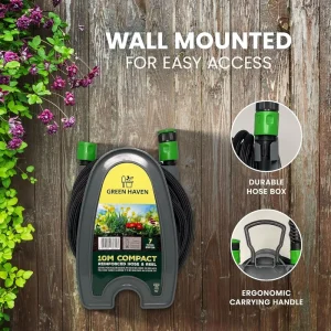 Factory Wall Mounted 2 in 1 Portable 10m Mini Garden Expandable Plastic Water Hose Reel Anti UV Anti Abrasion Features