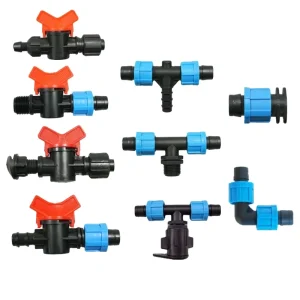 Farm Drip Irrigation System Drip Tape Accessories 16mm Plastic Mini Valve locking Coupling