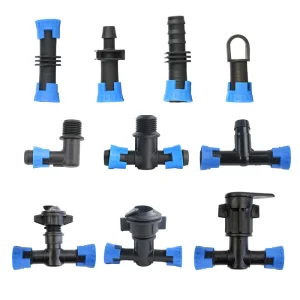 Farm Irrigation Drip Tape Fitting Lock Ring Male Tee for Agriculture Irrigation Drip Tape