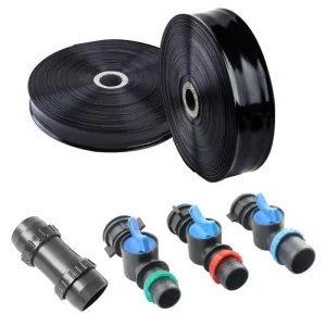 Farm Rain Pipe Connector Valves Layflat Hose 200 Meter Roll Tuyau D’arrosage Laser Spray 32 Kit Complet Pour 4 ha