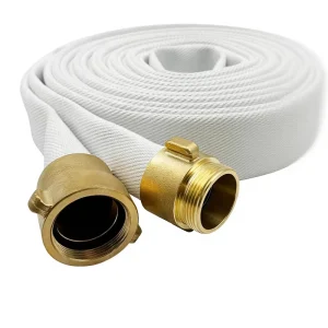 Fire Hose 1 1/2 Inches Lay Flat Industrial Hose White 100 Feet with NST/NH Couplings