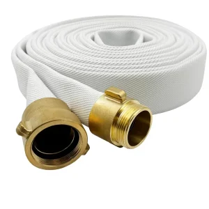 Fire Hose 1 1/2 Inches X 50 Feet Lay Flat Water Hose Fabric Industrial Hose White NST/NH Couplings