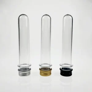 Flat Round PET Plastic Test Tube with Aluminum Screw Cap for Package Storage