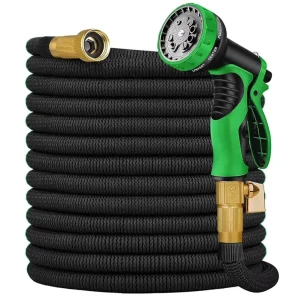 Flexi Hose Upgraded Expandable Durable Garden Hose Extra Length 2 cm Brass Connectors Kink Proof 8 Function Nozzle Green 30