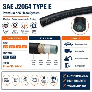 Flexible 13/32 Inch EPDM Rubber AC Hose SAE J2064 for Car Air Conditioning