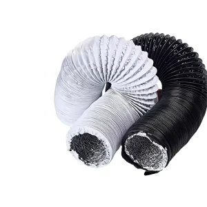 Flexible Aluminum Foil PVC Corrugated Insulated Ventilation Duct Hose HVAC Air Pipe Exhaust Tube Black Wall Mounted