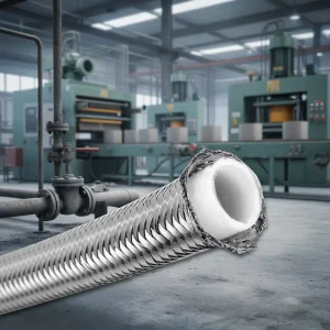 Flexible Antistatic Stainless Steel Braided PTFE Hose Smooth Inner Corrugated Outer Cutting Available Fuel System Use ISO 9001