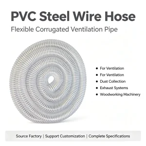 Flexible Clear PVC Corrugated Vent Duct Heat Resistant Plastic Air Vent Hose for Dust Collection Industrial Ventilation