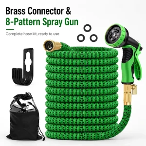 Flexible Garden Expandable Hose with Brass Latex Construction 10 Spray Modes Nozzle Adjustable Valve 25 250FT Length Waterhose