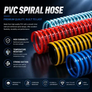 Flexible PVC Spiral Hose Durable Tube Suitable for Chemical Fluids Water Transfer Applications