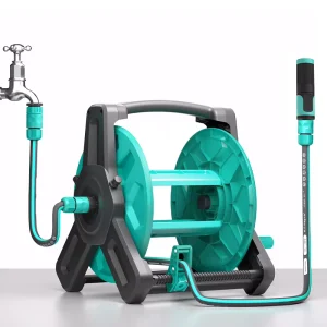 Flexible Plastic Garden Hose Reel with High Pressure Retractable Design Wall Mountable for Lawn Watering Cleaning