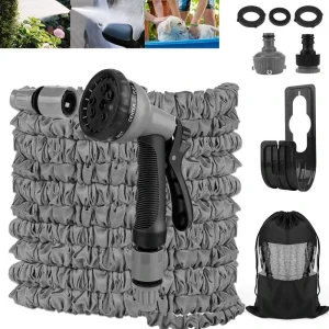 Flexible Retractable Water Garden Hose Pipe With 8 Models Spray Nozzle