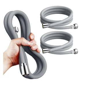 Flexible Shower Hose With Brass Inserts Matte Grey PVC Hose High Pressure Resistance