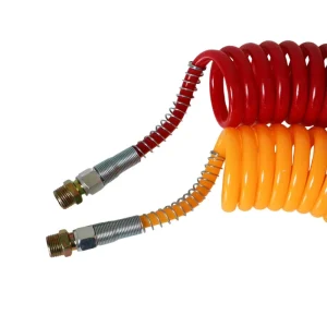 Flexible Spiral Air Brake Line Hose Kit Red Yellow PP PA Brake Pneumatic Pipe with Connector for Trailer