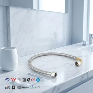 Flexible Stainless Steel Braided Hose DN6 1.0Mpa Kitchen Use 90 Elbow for Toilet Connection and Water Heater