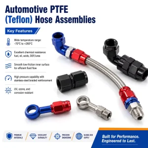 Flexible Stainless Steel Braided PTFE Teflon Hose Assembly for Automotive High Temperature Fluid Transfer