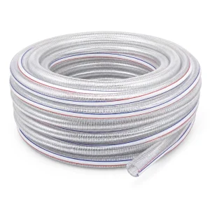 Flexible Transparent PVC Spiral Steel Wire Reinforced Suction Hose High Pressure Smooth Inner Wall PVC Water Delivery Pipe 1.2mm