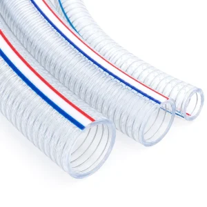 Flexible Transparent PVC Steel Wire Reinforced High Pressure Suction Hose Smooth Inner Wall 10 Inch Length 0.2mm