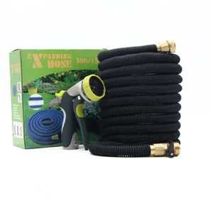 Flexible and Expandable Garden Hose Strongest Triple Latex Core with 3/4 Solid Brass Fittings 8 Function Spray Nozzle