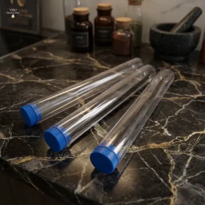 Food Grade Clear PS Plastic Test Tubes with Plastic Stopper for Tea Salt Spices and Small Gifts