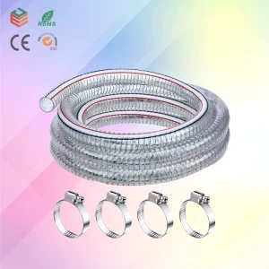 Food Grade Clear PVC Steel Wire Reinforced Hose Non Toxic Transparent Spiral Hose for Beverage Dairy Food Processing