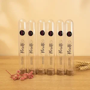 Food Grade PS Plastic Tubes with Cork Plug for Lavender Chamomile Rose Buds and Herbal Tea