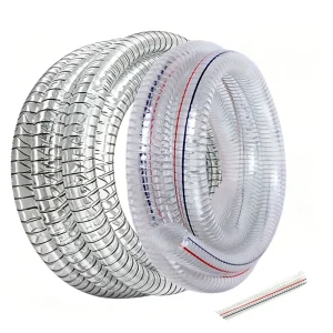 Food Grade Transparent PVC Steel Wire Reinforced Hose Light Weight High Pressure Flexible Durable ISO Certified Industrial Water