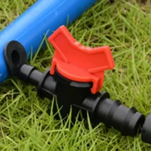 GREAT IRRIGATION 16mm Barbed Mini Ball Valve With Red Handle for PE Drip Irrigation Hose Control