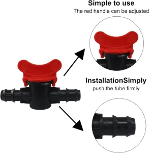 GREAT IRRIGATION 16mm Inline Irrigation PE Pipe Ball Valve With Red Handle for Drip Irrigation System