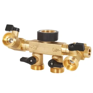 Garden Brass 4 Way 3/4 Hose Water Connector with Rotating Branches Pipe Splitter