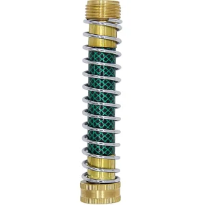 Garden Brass Hose Protector with Coil Spring Faucet Extension Connector Prevents Kinking Twisting Durable Portable All Season