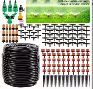 Garden Drip Irrigation Tubing System Kit Plastic Watering Hose Drip Irrigation Supplies & Accessories
