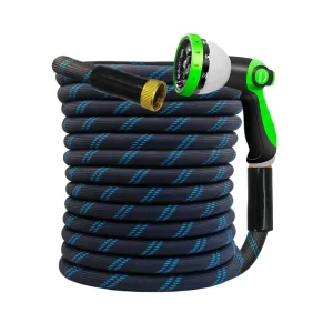 Garden Hose 100 ft NON EXPANDABLE Heavy Duty Flexible & Lightweight Water Hose with 10 Function Nozzle