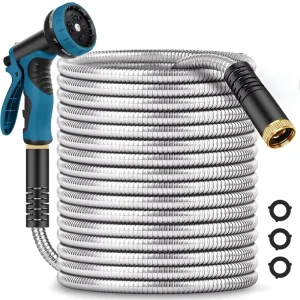 Garden Hose 100FT Water Hose with 10 Function Nozzle Andh Leak proof Connectors No Kink Lightweight Puncture proof Sturdy