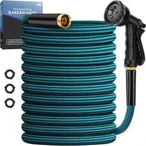 Garden Hose 50ft PVC Water Hose Resistant with 10 Function Nozzle Leakproof Lightweight Water Hose