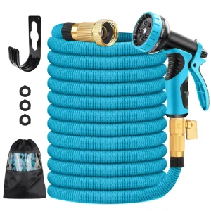 Garden Hose Expandable 50ft Water Hose Pipe Leak Proof Lightweight Retractable Garden Hose Heavy Duty with 9 Function Nozzle