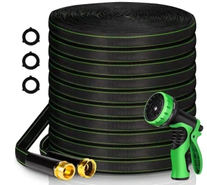 Garden Hose Flexible Heavy Duty Lightweight Kink Free Outdoor Non Expanding High Pressure Flat 3/4 Inch PVC Anti Corrosion UV