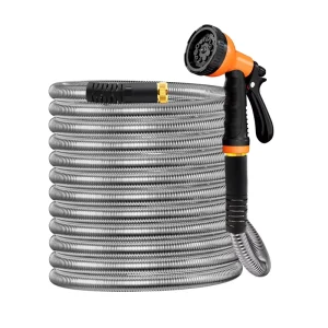 Garden Hose Metal Silver Wall Spray Nozzle Water Gun Stainless Steel Long Life Wand Heavy Duty